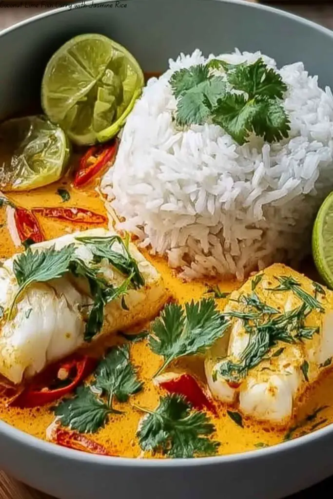 Coconut Lime Fish Curry with Jasmine Rice