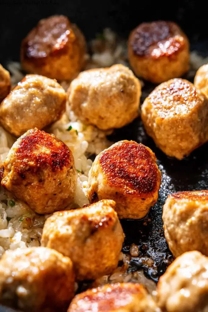 Honey Garlic Meatball Rice Bake