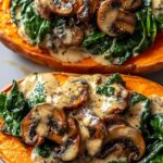 Creamy Mushroom and Spinach Stuffed Sweet Potatoes
