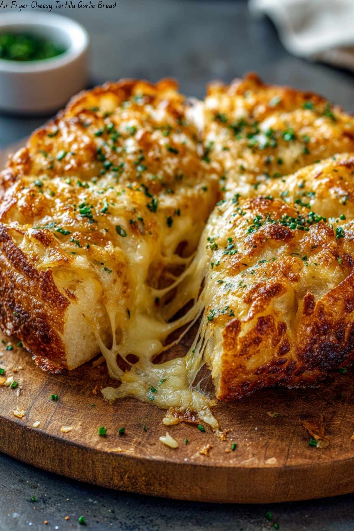 Air Fryer Cheesy Tortilla Garlic Bread