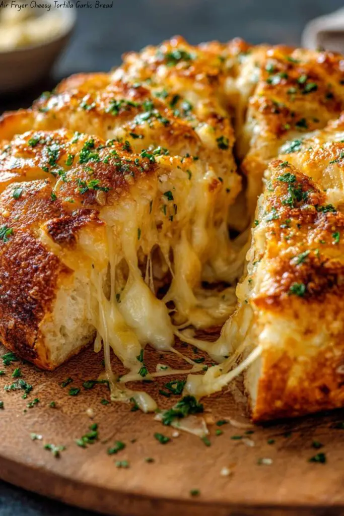 Air Fryer Cheesy Tortilla Garlic Bread