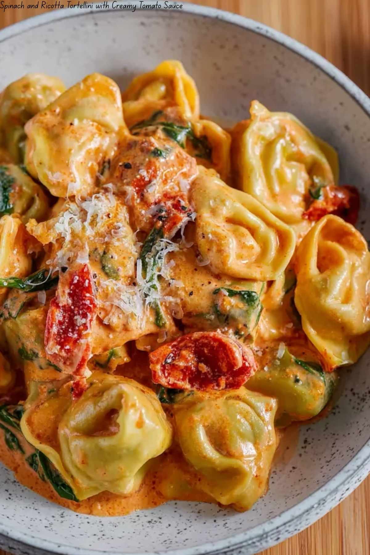 Spinach and Ricotta Tortellini with Creamy Tomato Sauce
