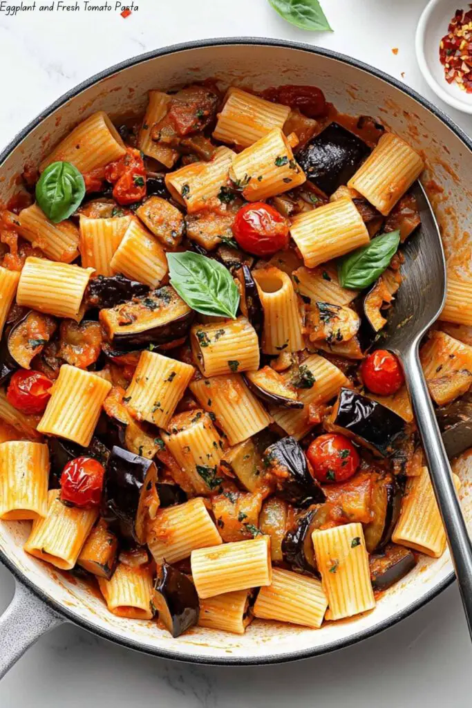 Eggplant and Fresh Tomato Pasta