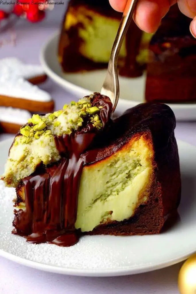 Pistachio Brownie Basque Cheesecake 4 Pistachio Brownie Basque Cheesecake