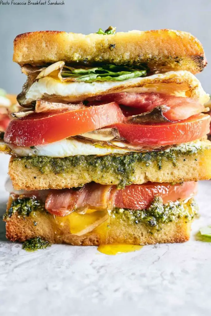 Pesto Focaccia Breakfast Sandwich