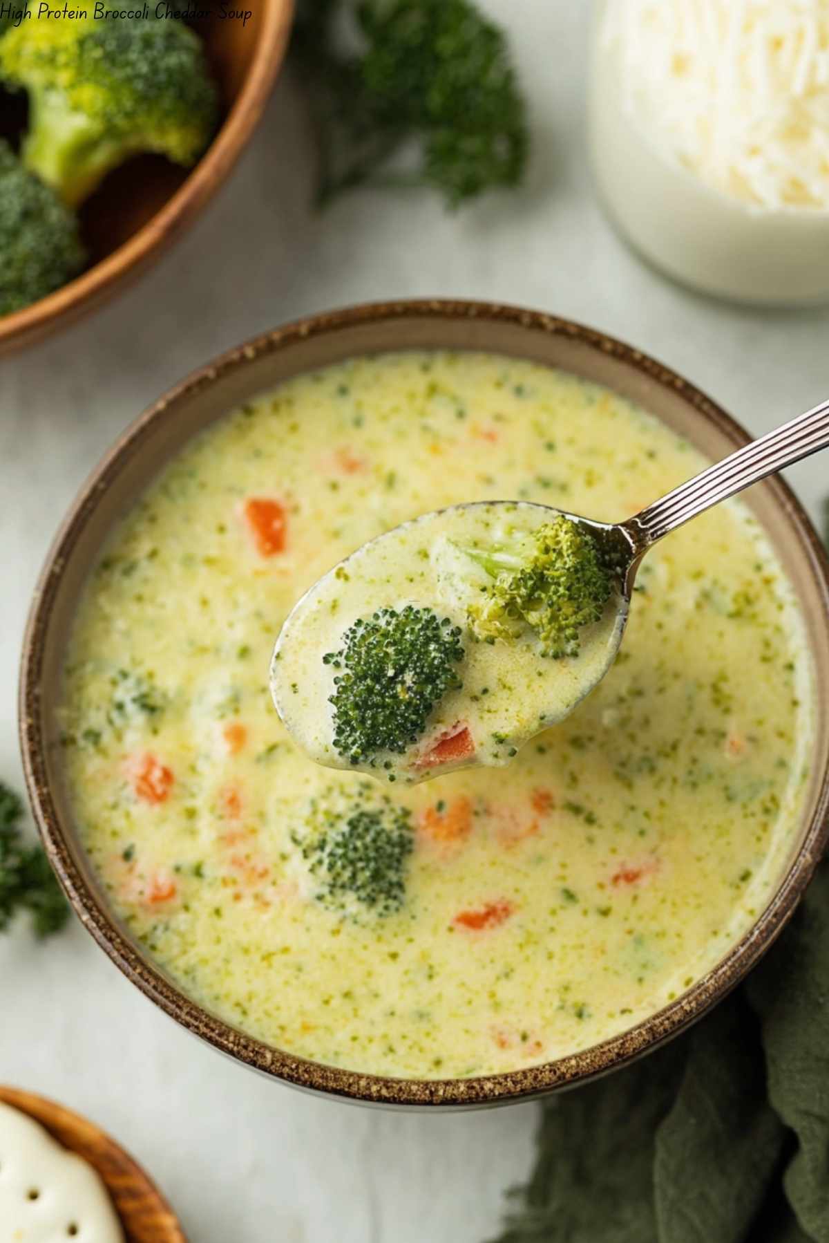 High Protein Broccoli Cheddar Soup