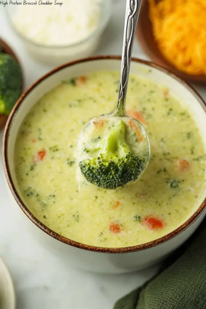 High Protein Broccoli Cheddar Soup