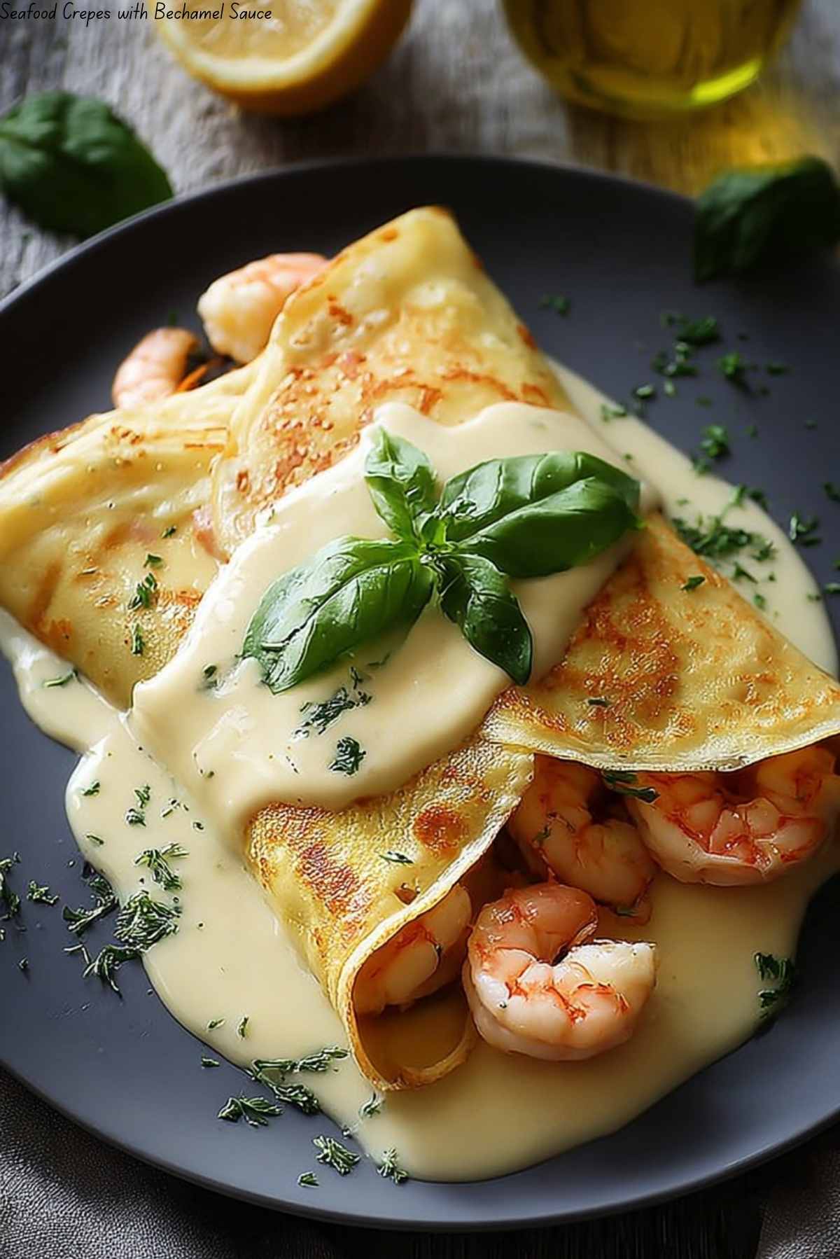 Seafood Crepes with Béchamel Sauce