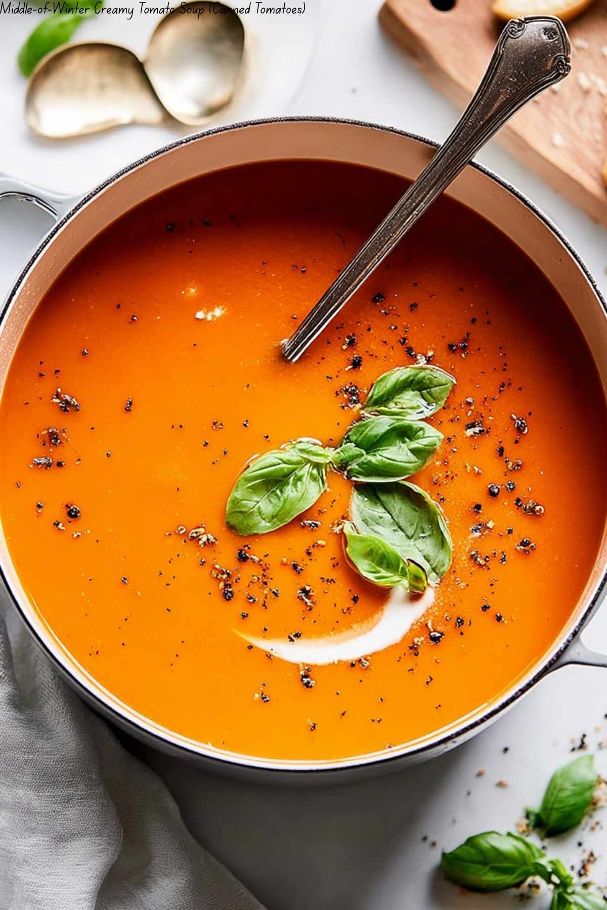 Middle-of-Winter Creamy Tomato Soup (Canned Tomatoes)