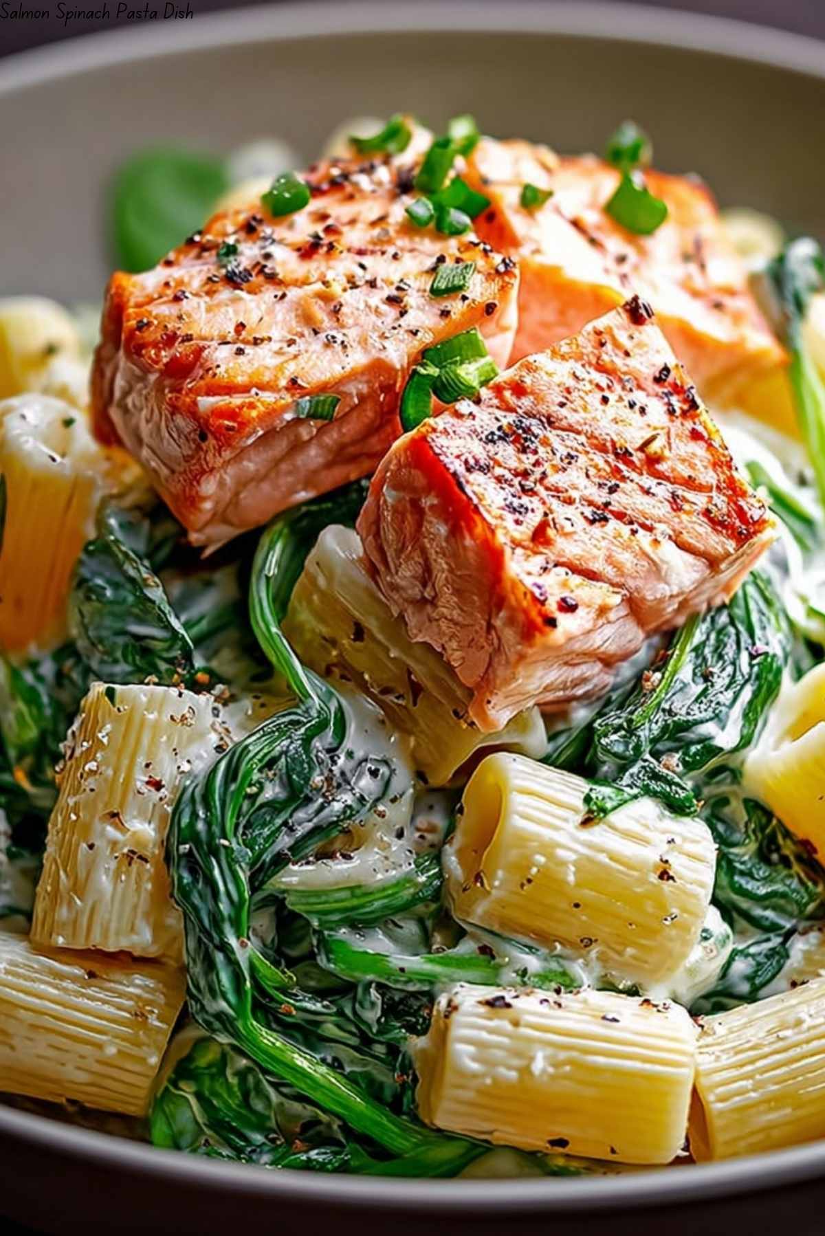 Salmon Spinach Pasta Dish