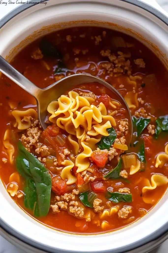 Easy Slow Cooker Lasagna Soup