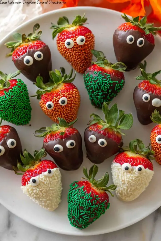 Easy Halloween Chocolate Covered Strawberries