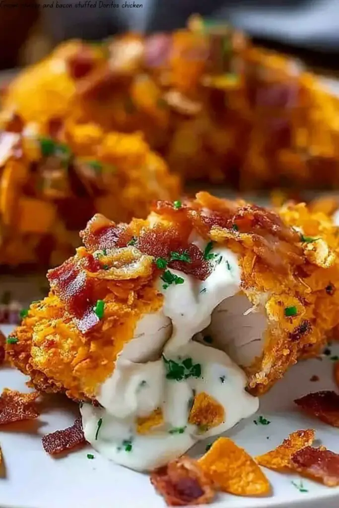 Cream cheese and bacon stuffed Doritos chicken