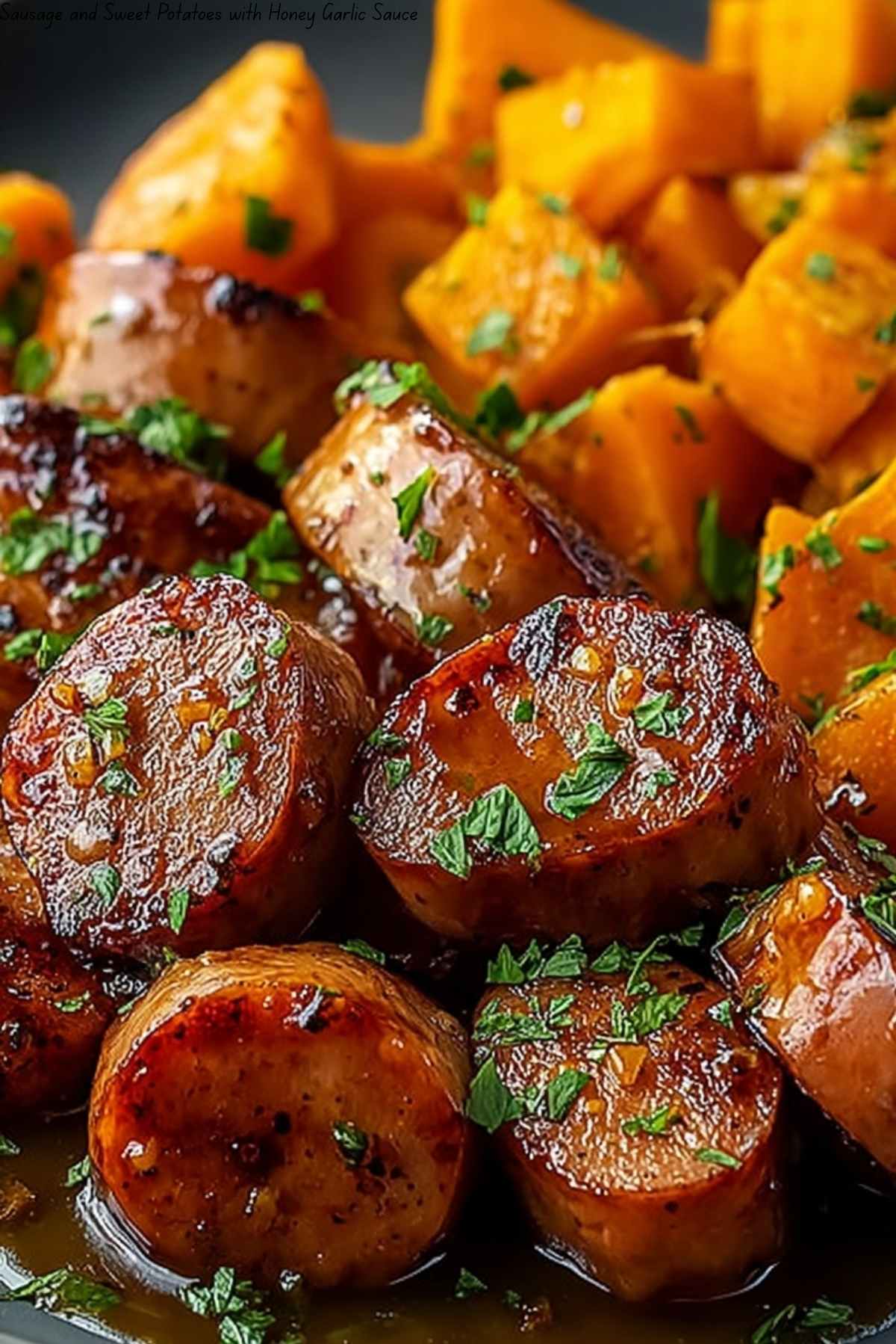 Sausage and Sweet Potatoes with Honey Garlic Sauce