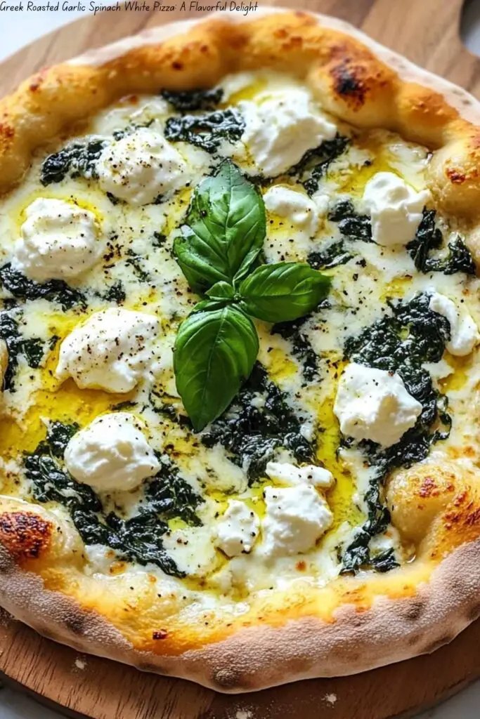 Greek Roasted Garlic Spinach White Pizza: A Flavorful Delight