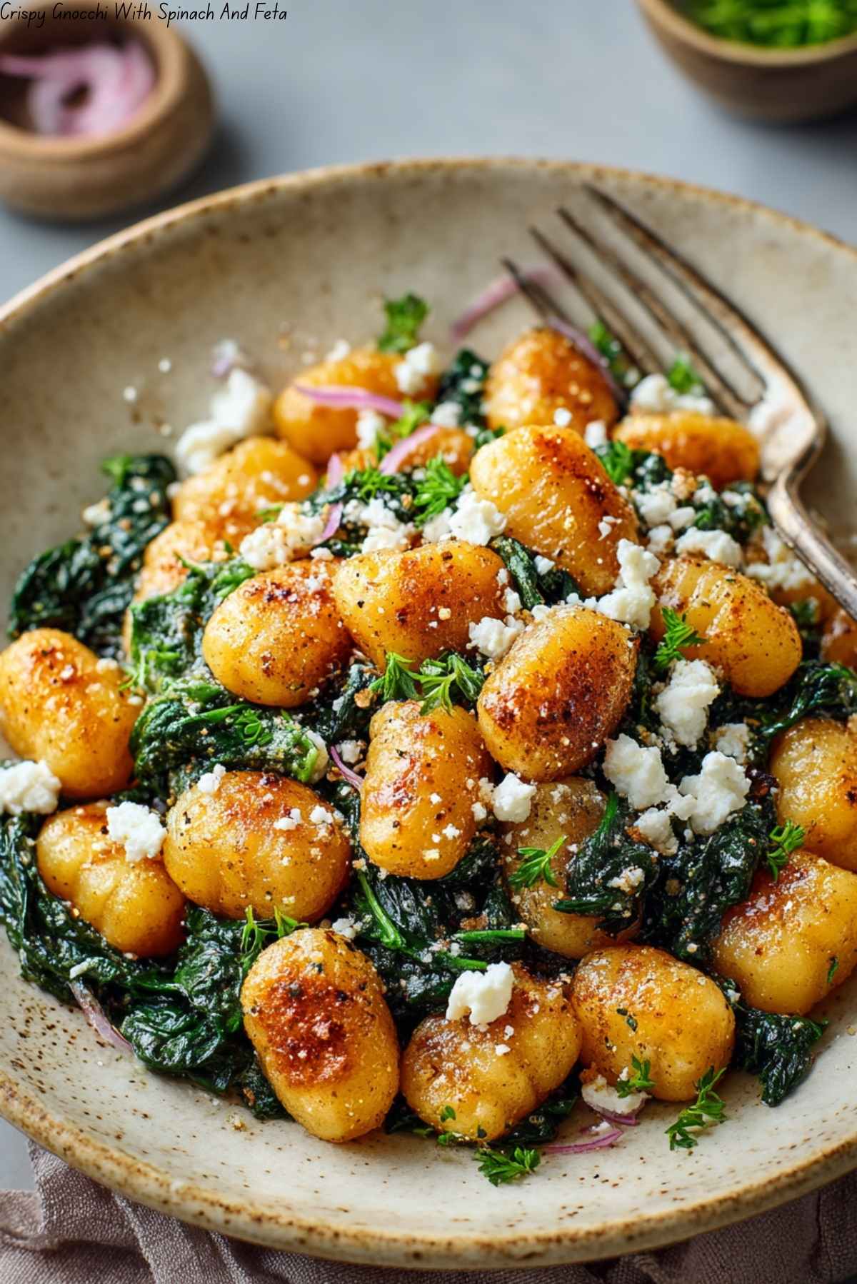 Crispy Gnocchi With Spinach And Feta