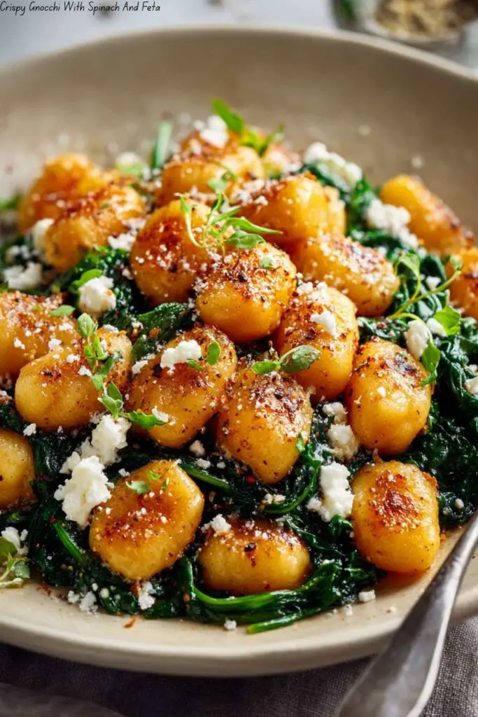 Crispy Gnocchi With Spinach And Feta