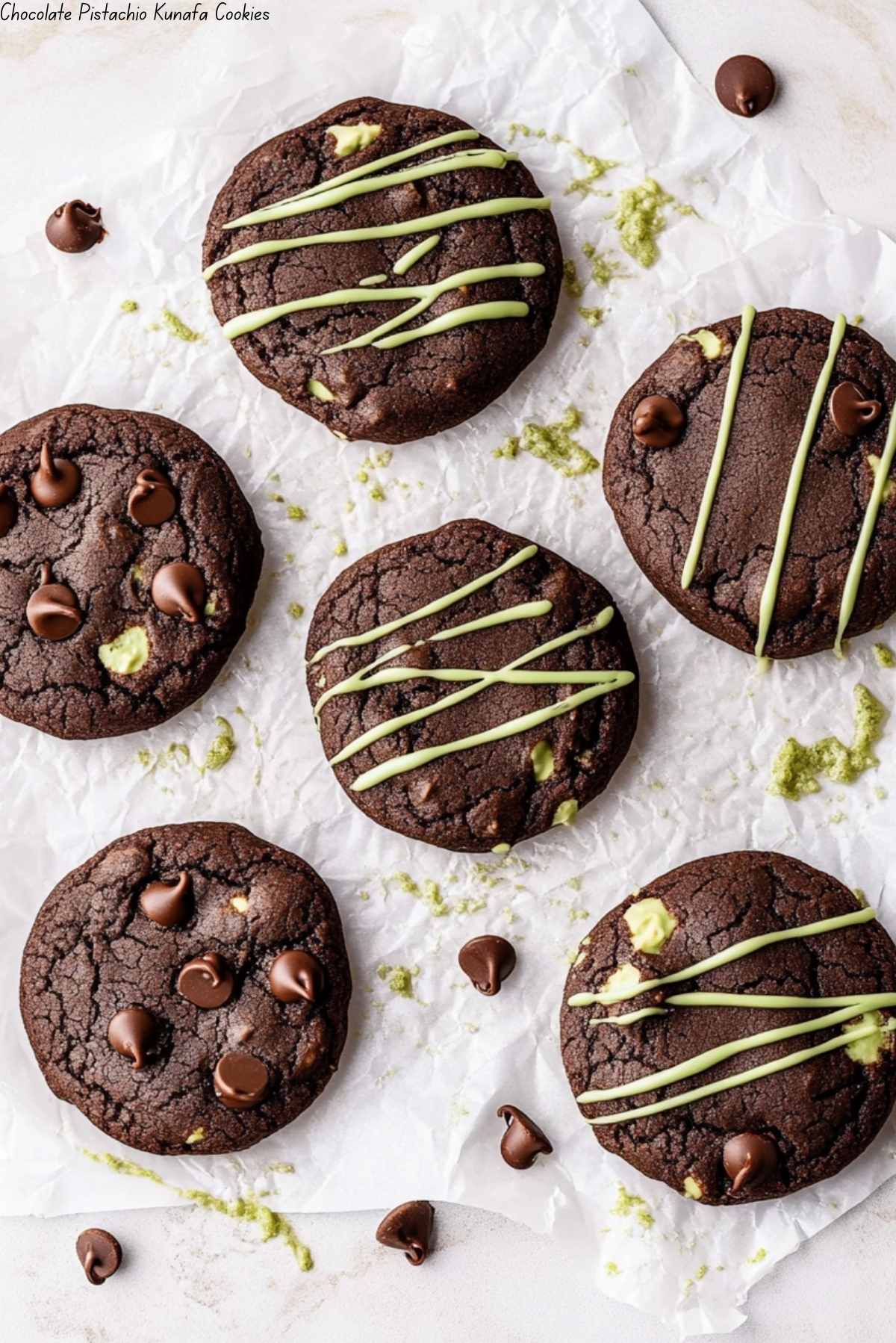 Chocolate Pistachio Kunafa Cookies