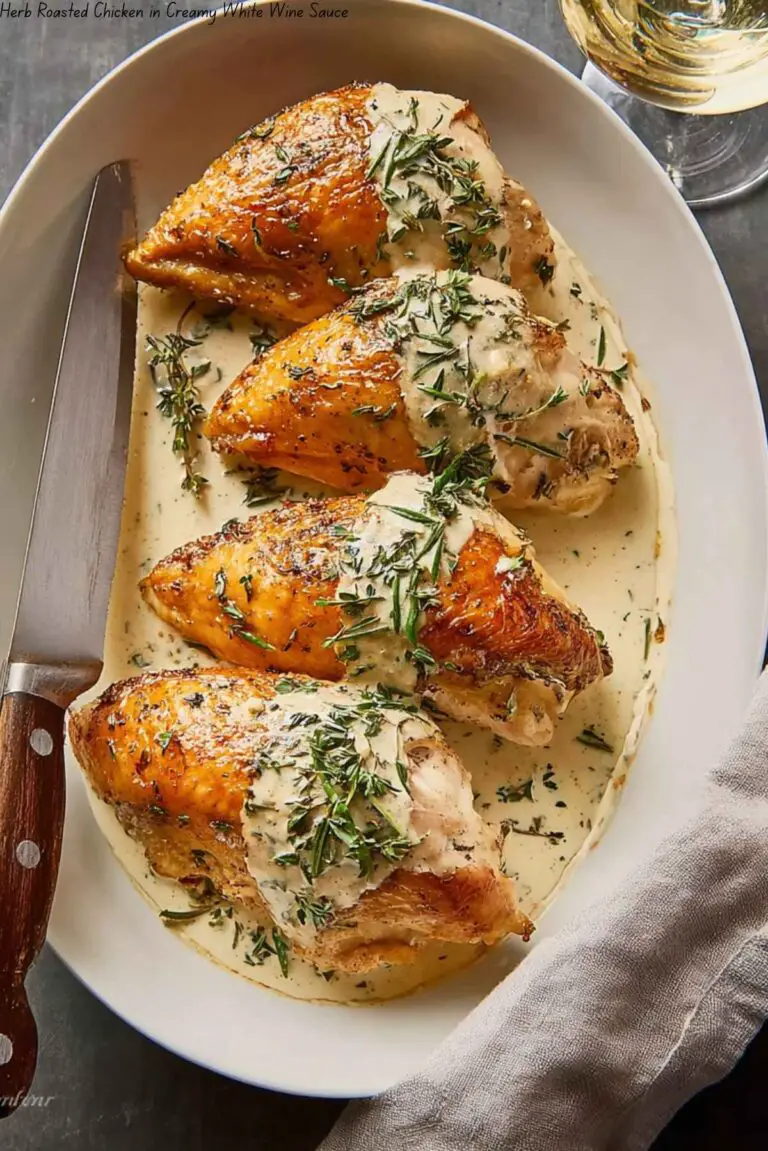 Herb Roasted Chicken in Creamy White Wine Sauce