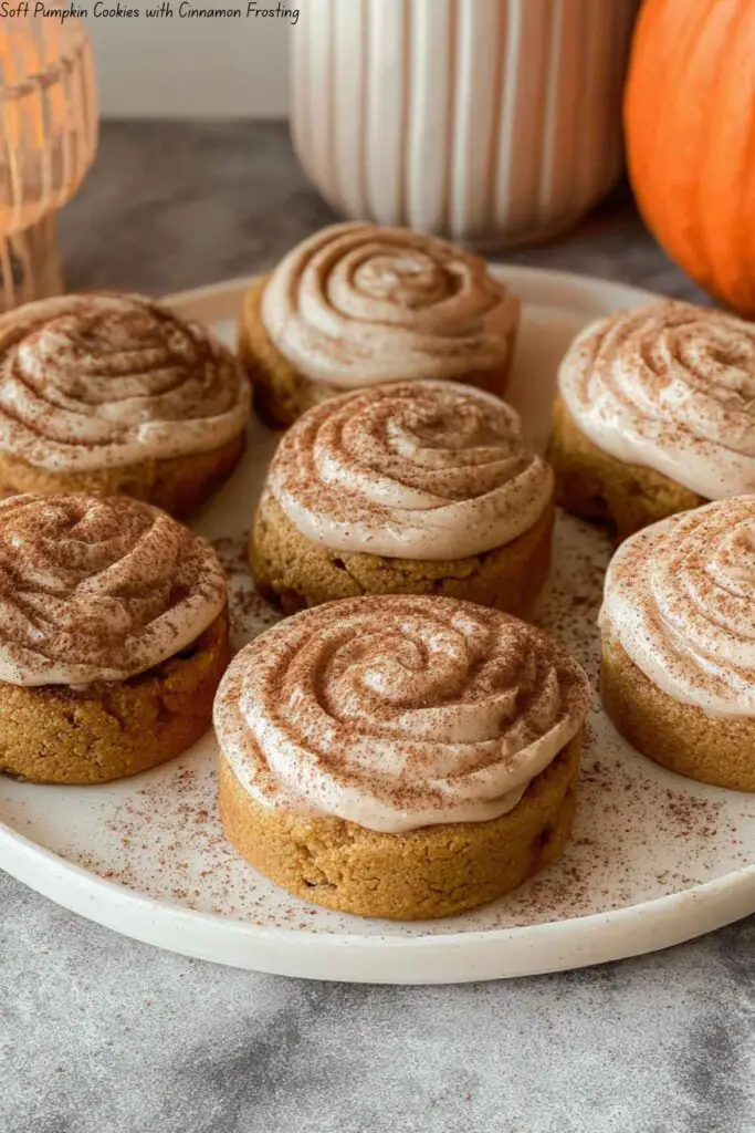 Soft Pumpkin Cookies with Cinnamon Frosting