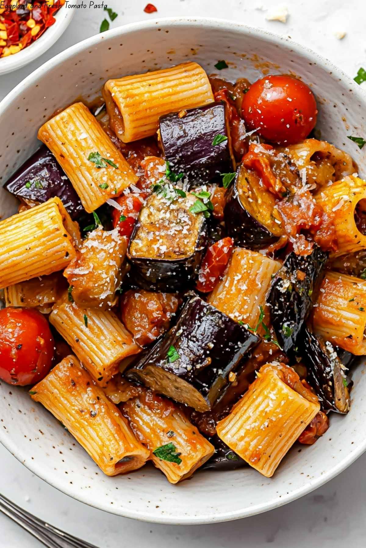 Eggplant and Fresh Tomato Pasta