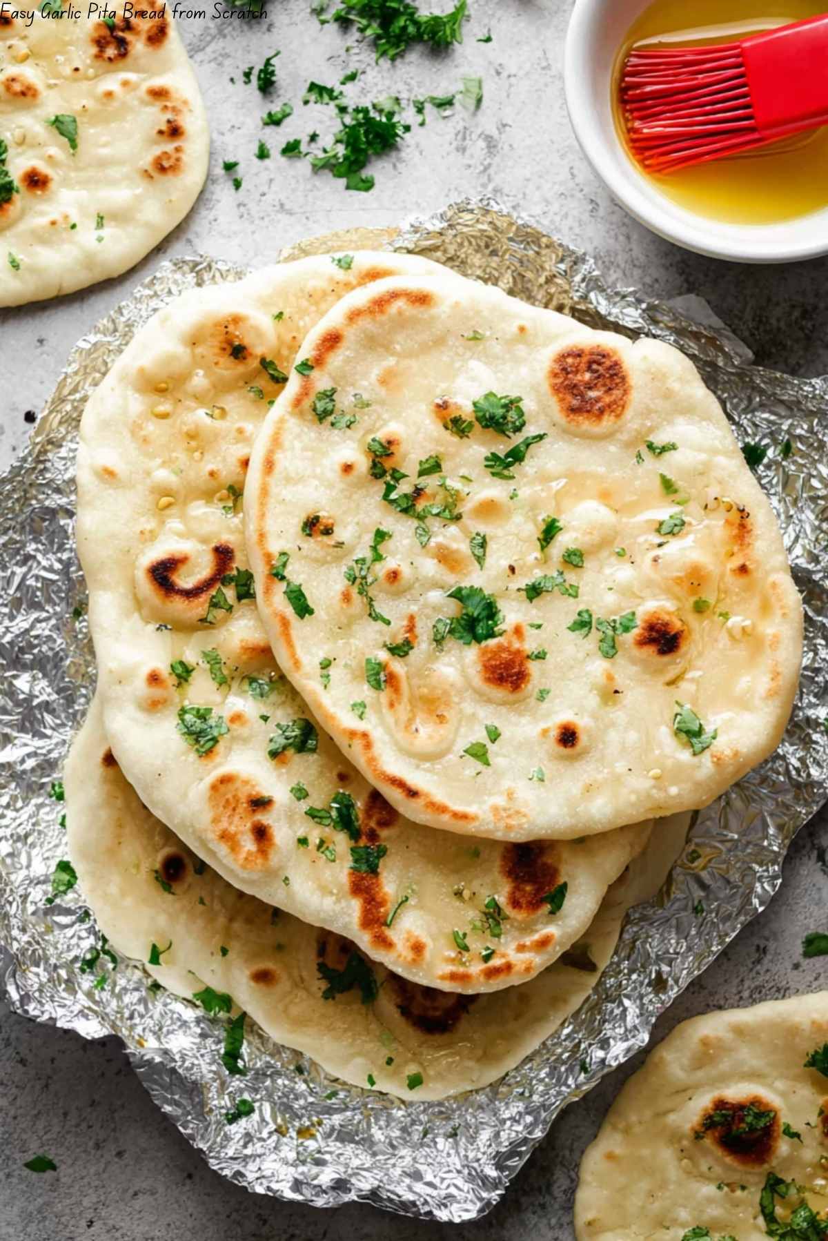 Easy Garlic Pita Bread from Scratch