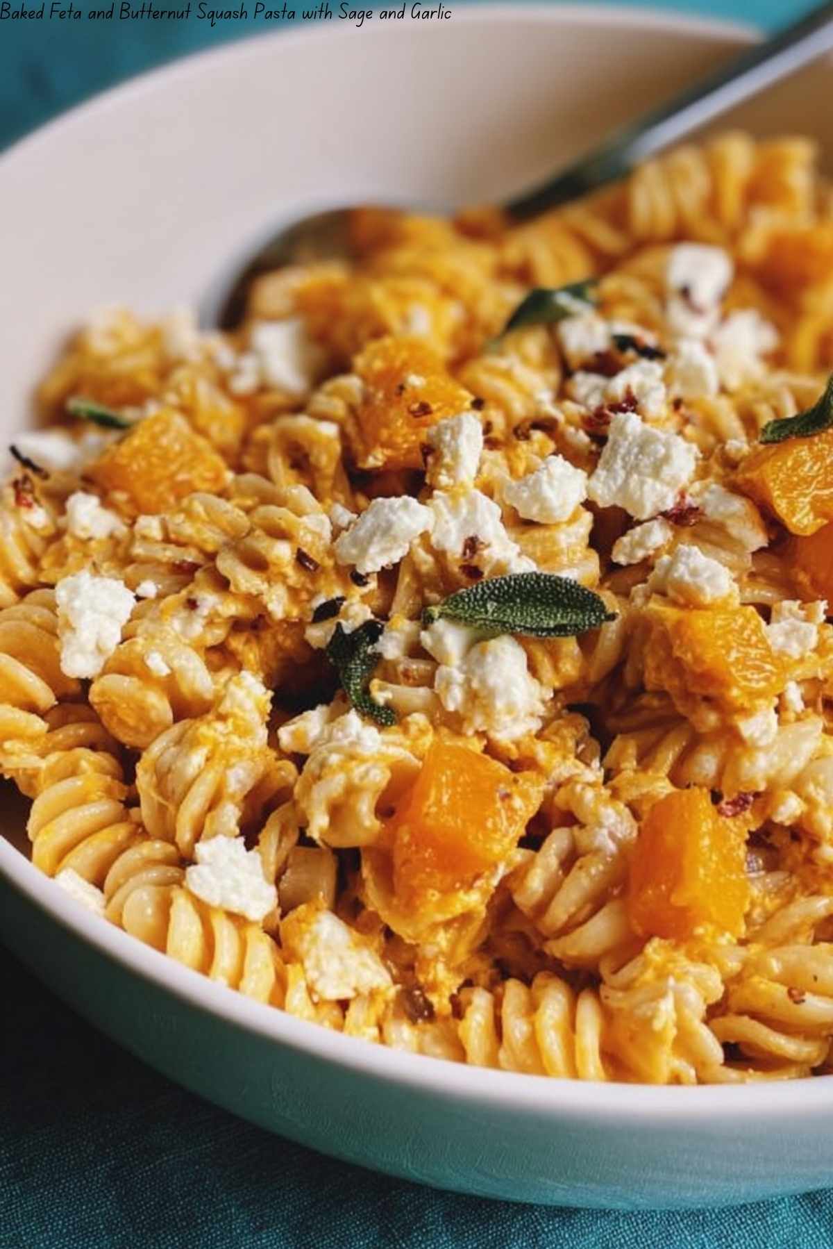 Baked Feta and Butternut Squash Pasta with Sage and Garlic