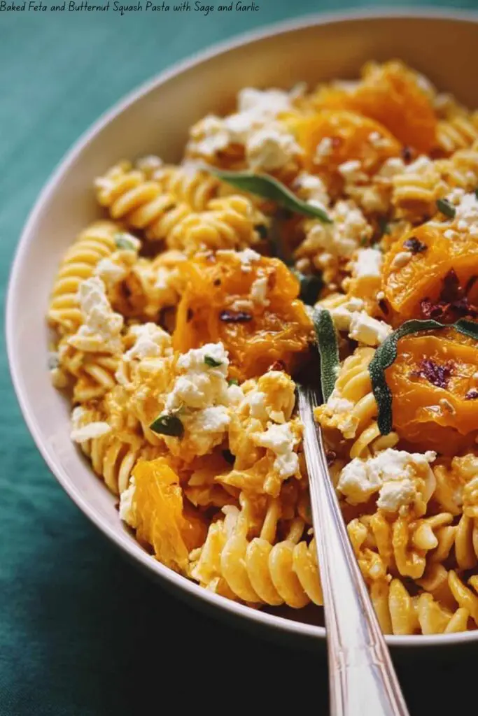 Baked Feta and Butternut Squash Pasta with Sage and Garlic