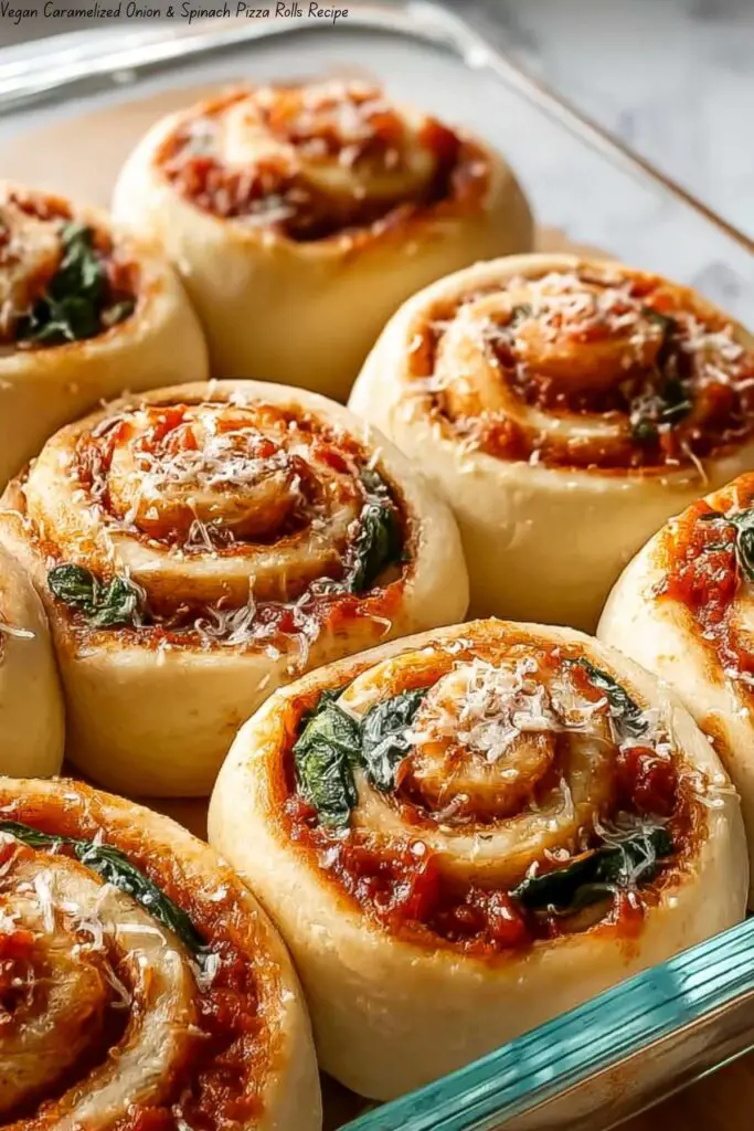 Vegan Caramelized Onion & Spinach Pizza Rolls Recipe