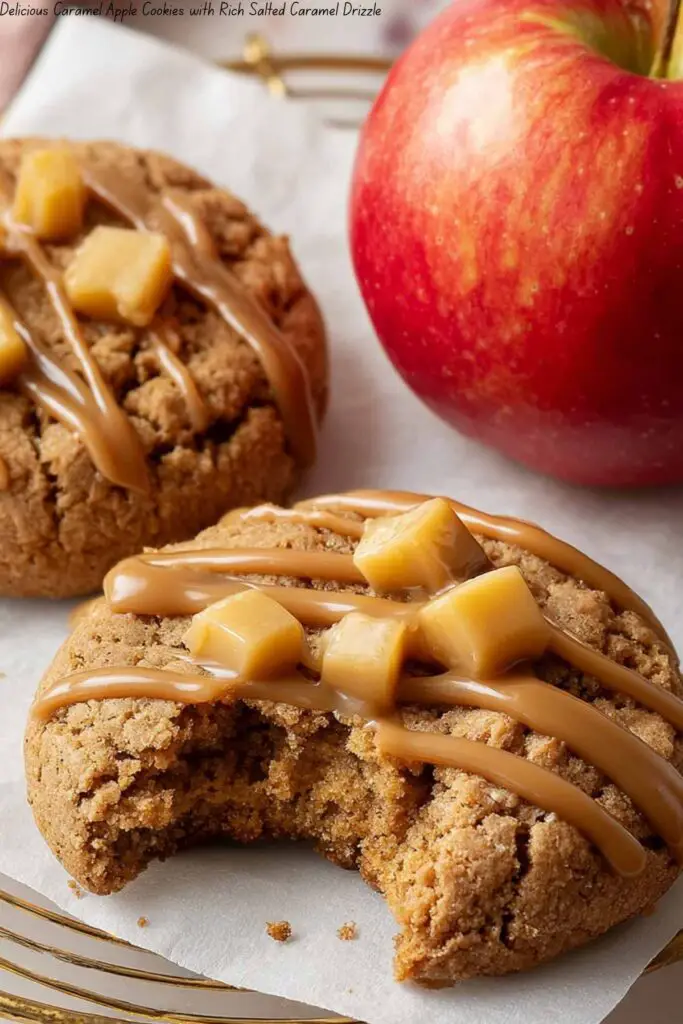 Delicious Caramel Apple Cookies with Rich Salted Caramel Drizzle