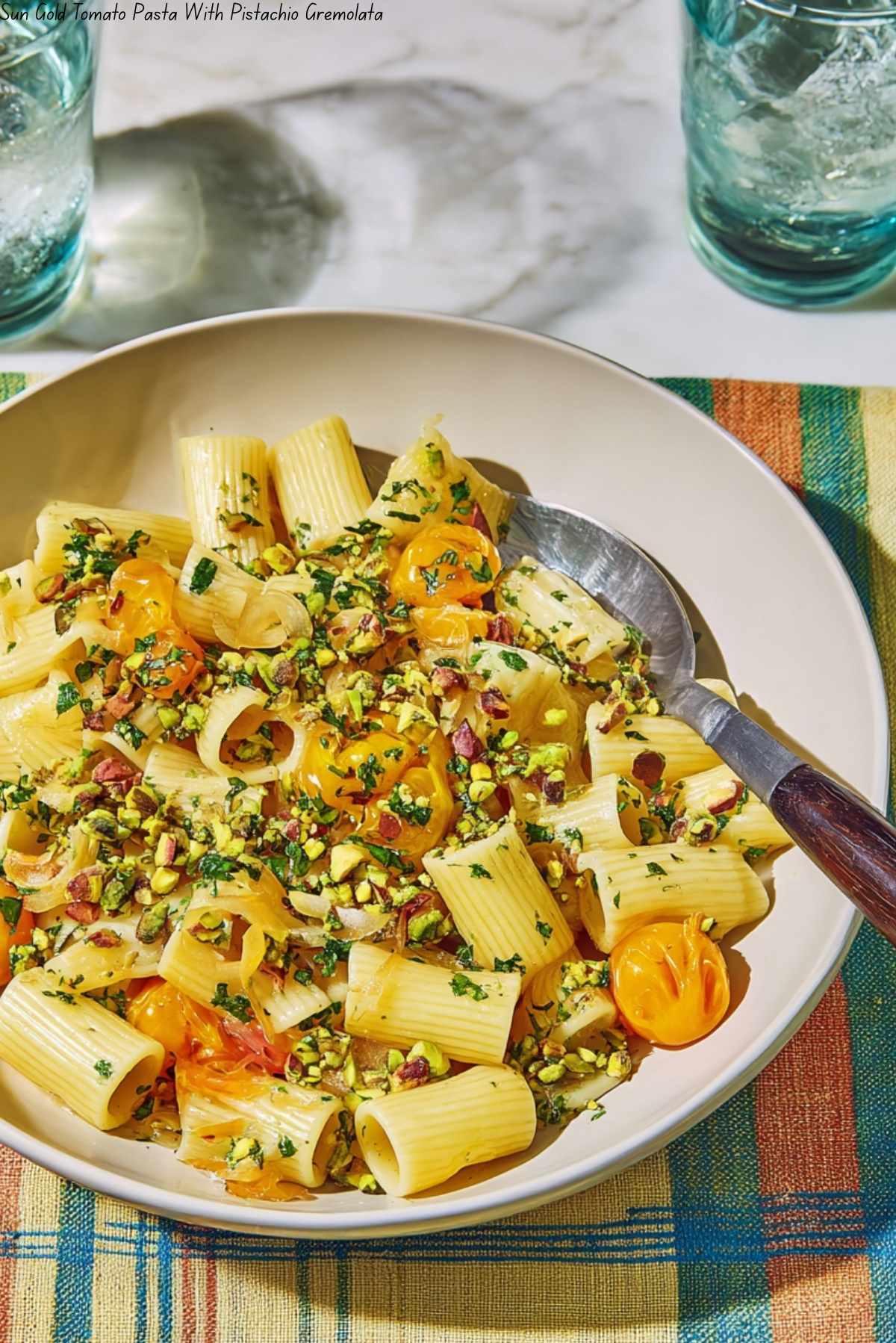 Sun Gold Tomato Pasta With Pistachio Gremolata