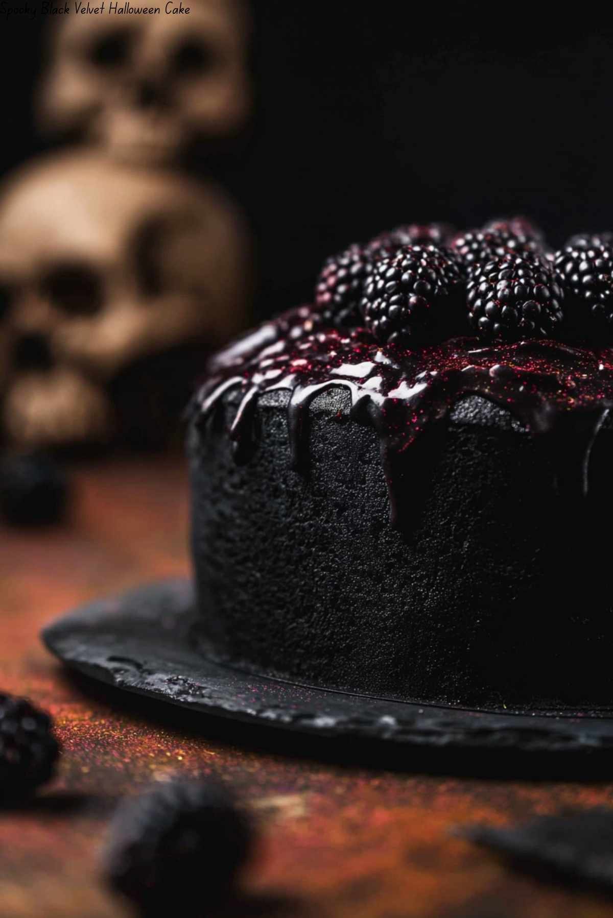 Spooky Black Velvet Halloween Cake
