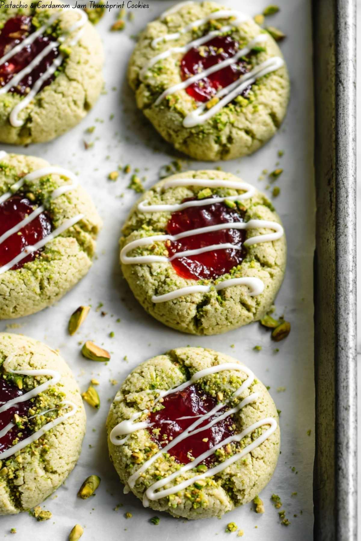 Pistachio & Cardamom Jam Thumbprint Cookies 3 Pistachio & Cardamom Jam Thumbprint Cookies