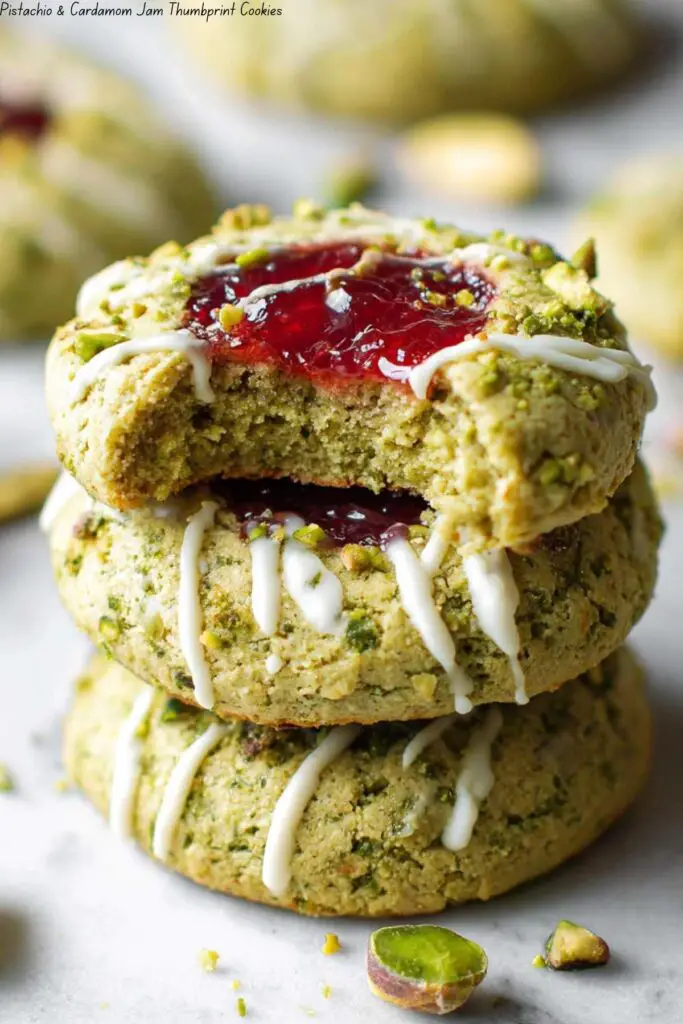 Pistachio & Cardamom Jam Thumbprint Cookies 4 Pistachio & Cardamom Jam Thumbprint Cookies