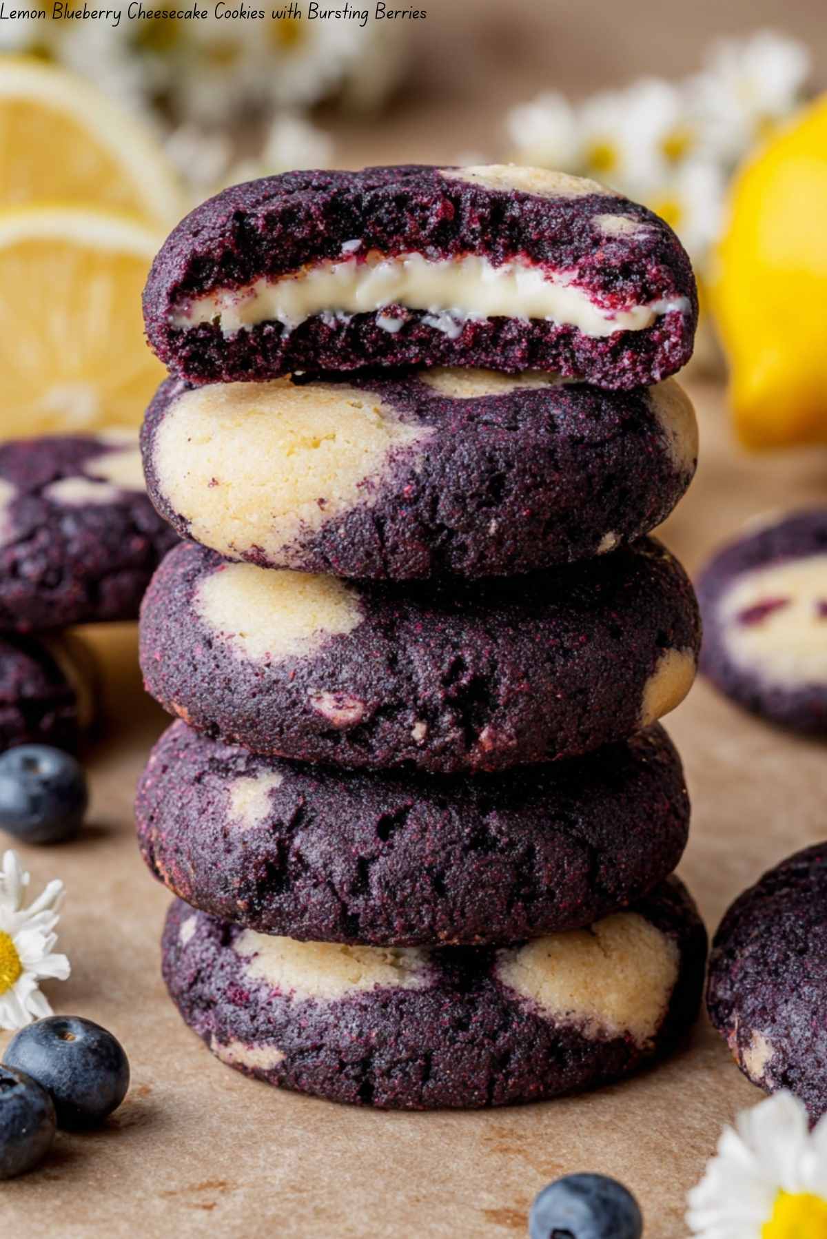 Lemon Blueberry Cheesecake Cookies with Bursting Berries