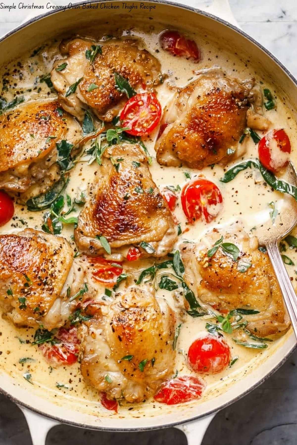 Simple Christmas Creamy Oven Baked Chicken Thighs