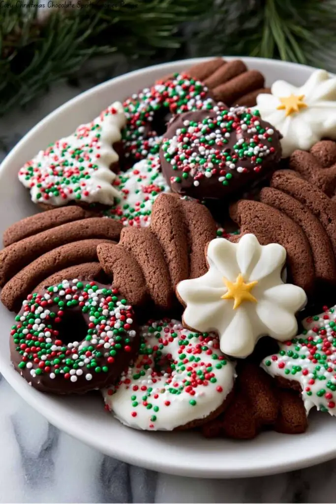 Cozy Christmas Chocolate Spritz Cookies