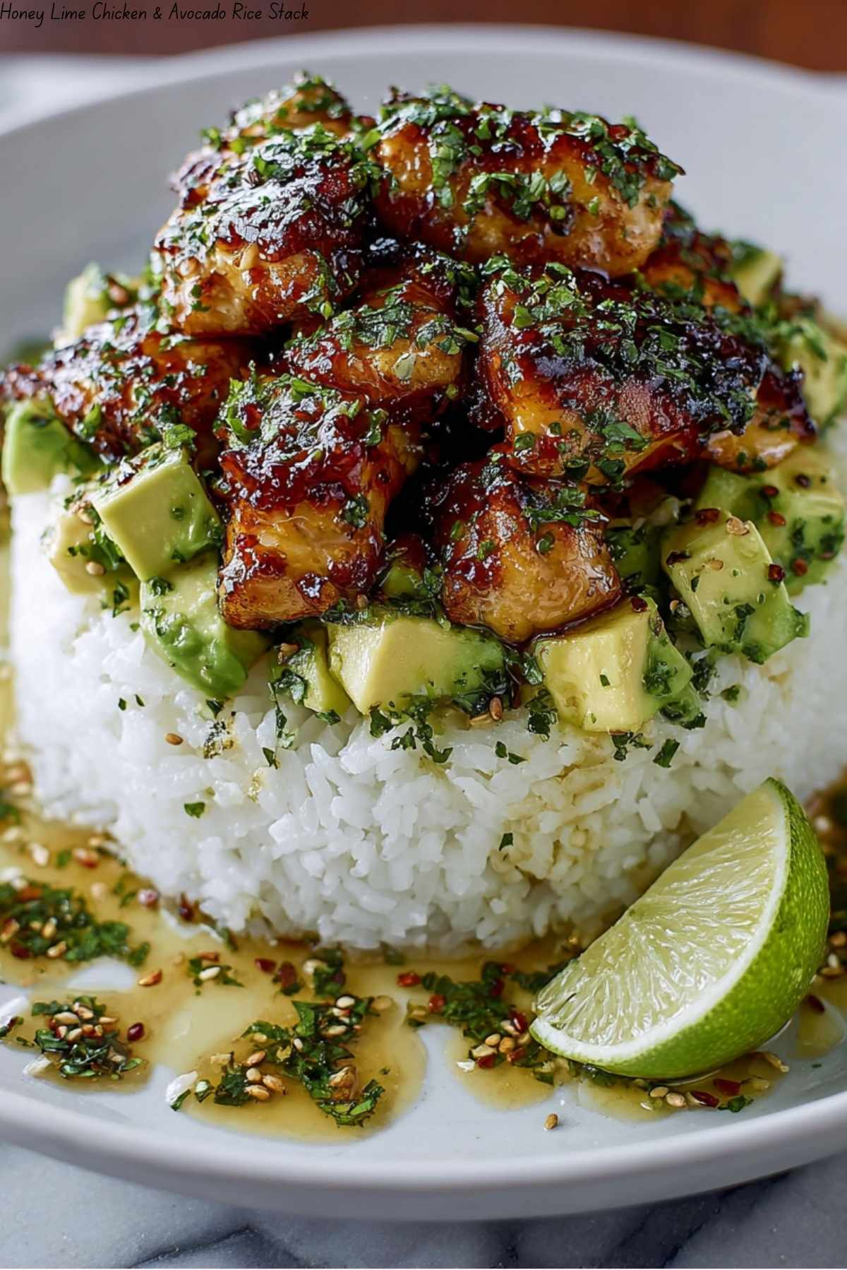 Honey Lime Chicken & Avocado Rice Stack