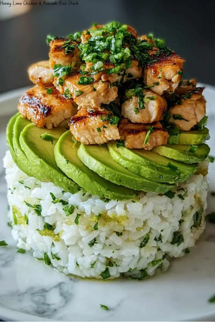 Honey Lime Chicken & Avocado Rice Stack