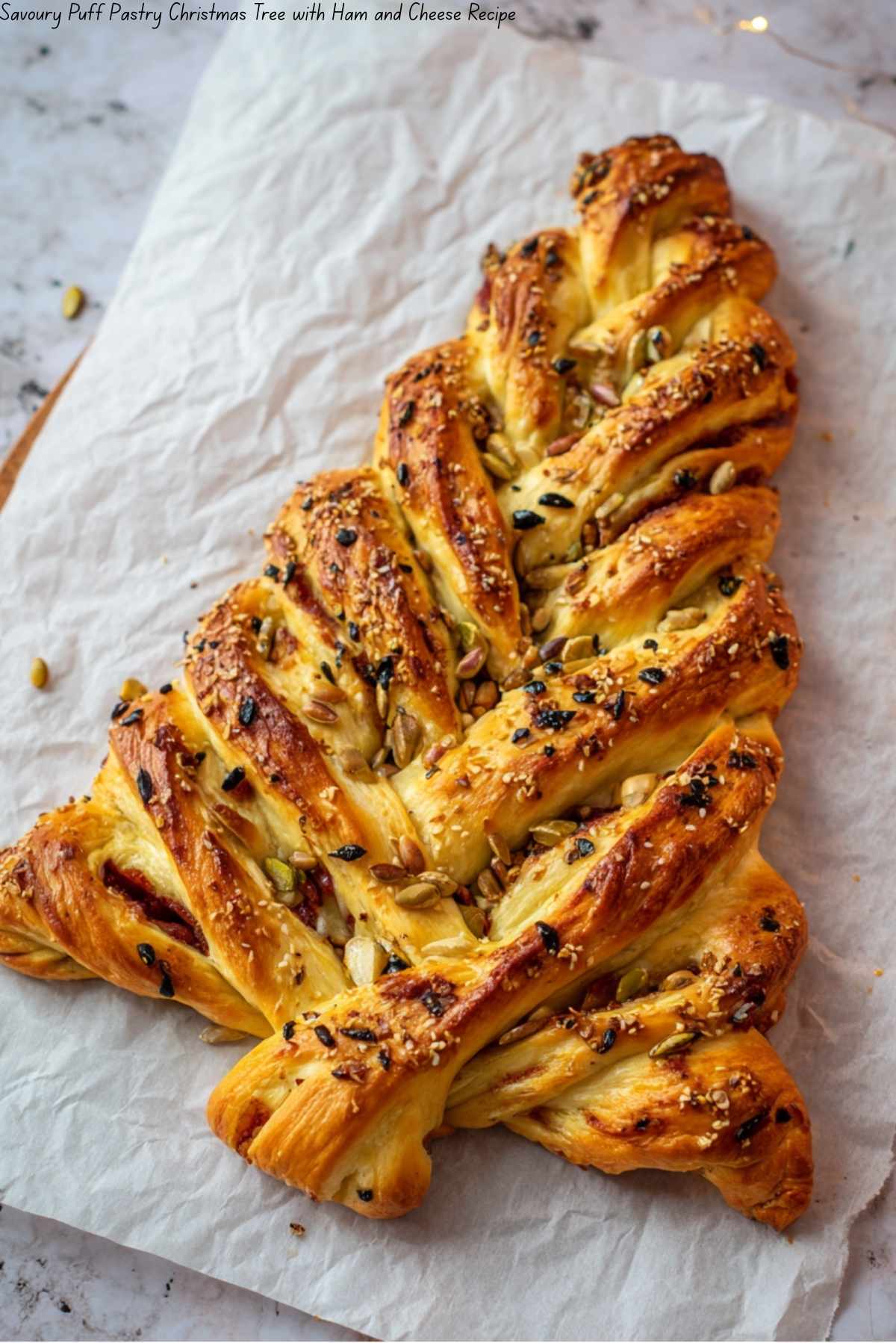 Savoury Puff Pastry Christmas Tree – Ham and Cheese
