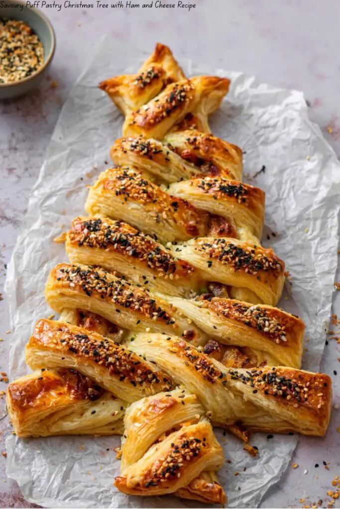 Savoury Puff Pastry Christmas Tree – Ham and Cheese