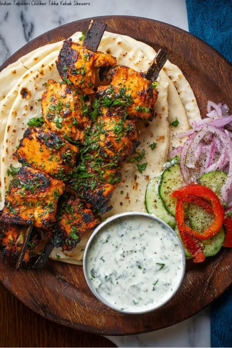 Indian Tandoori Chicken Tikka Kebab Skewers