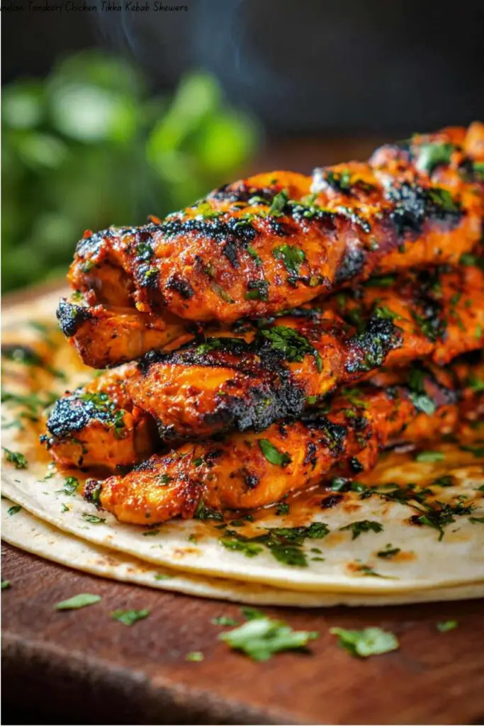 Indian Tandoori Chicken Tikka Kebab Skewers 4 Indian Tandoori Chicken Tikka Kebab Skewers