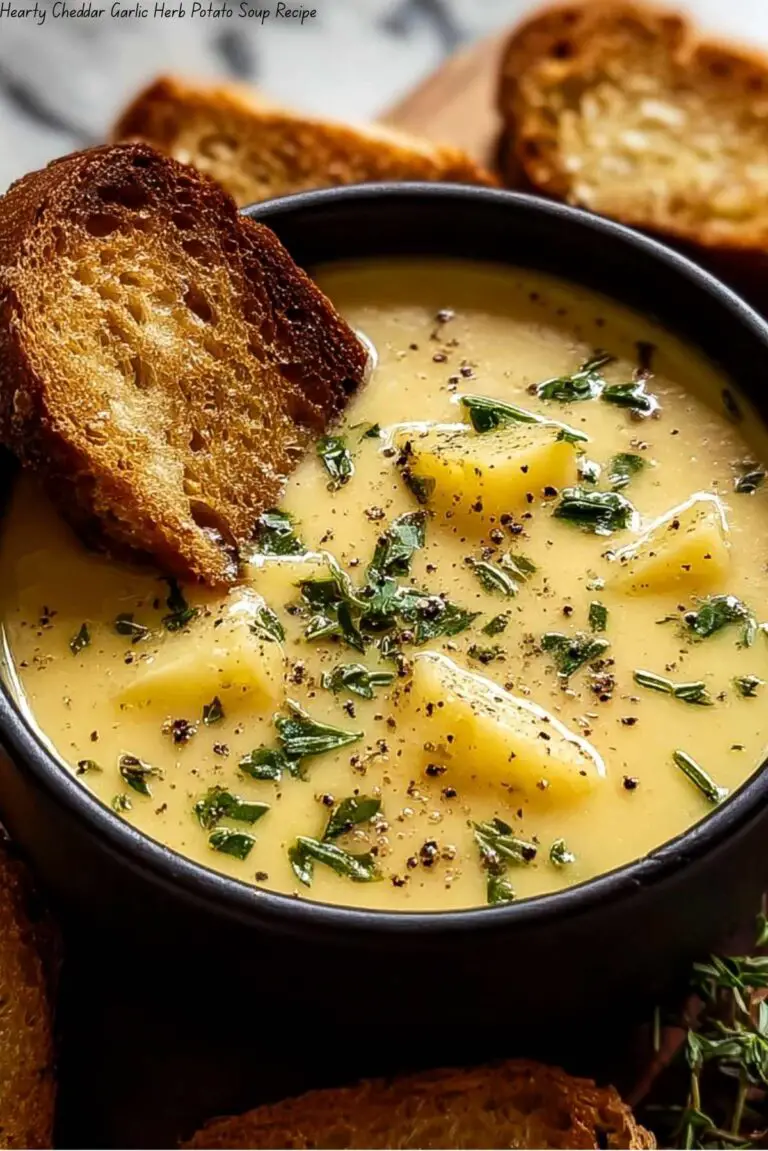 Hearty Cheddar Garlic Herb Potato Soup Recipe