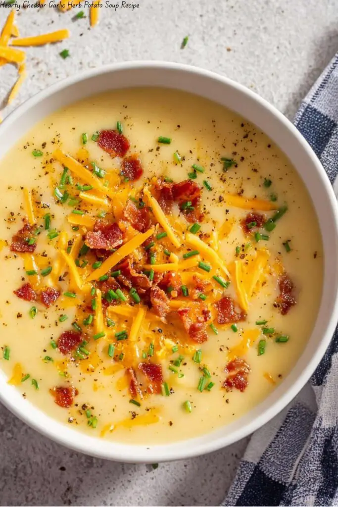 Hearty Cheddar Garlic Herb Potato Soup Recipe