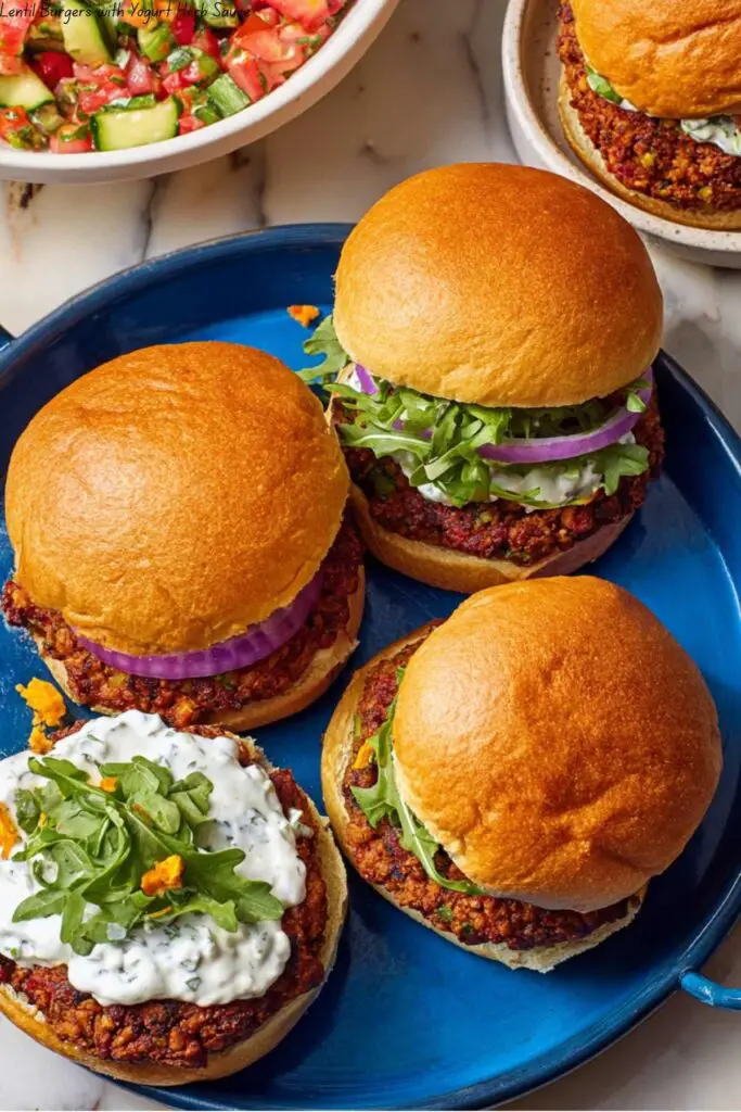 Lentil Burgers with Yogurt Herb Sauce