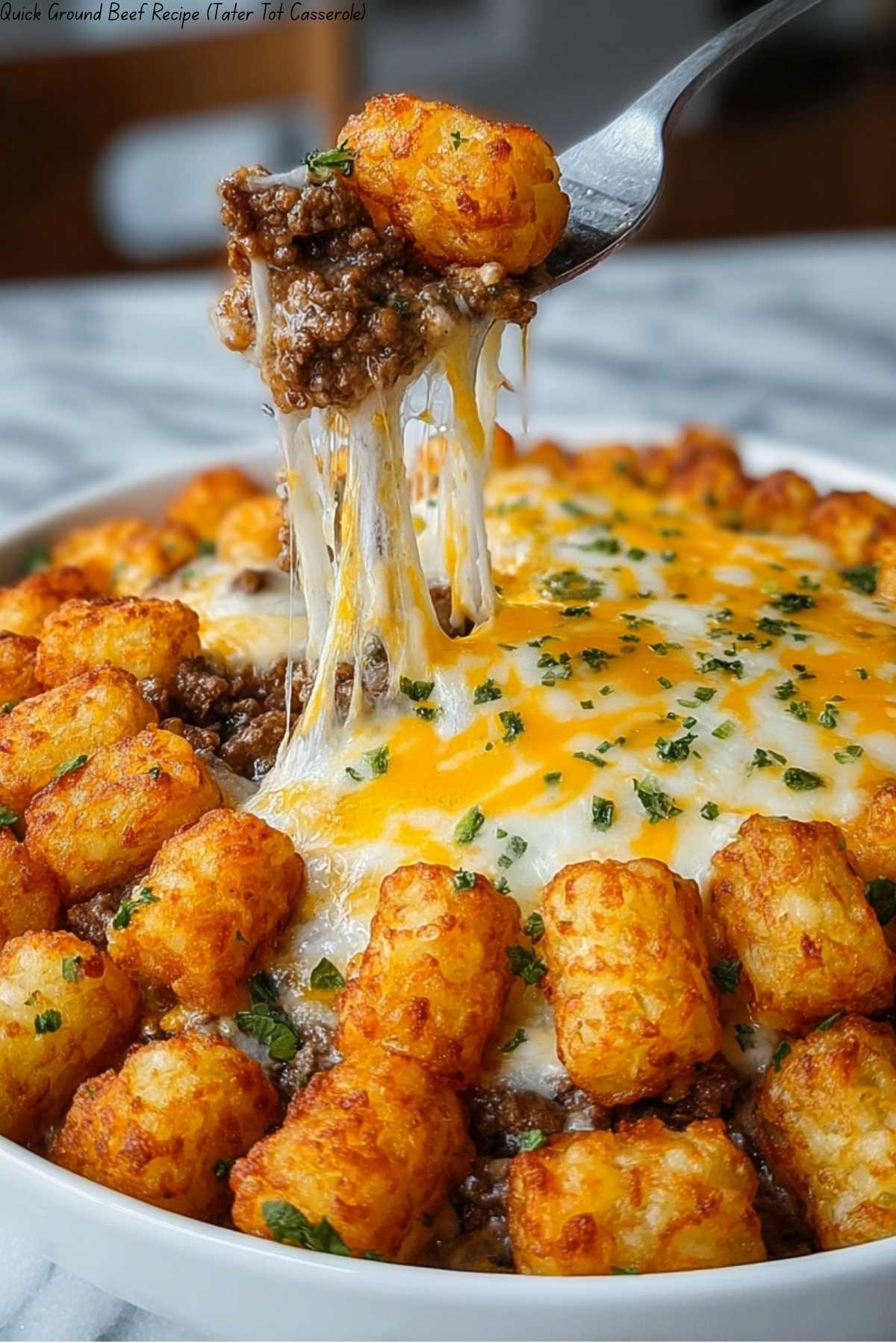 Quick Ground Beef Recipe (Tater Tot Casserole)