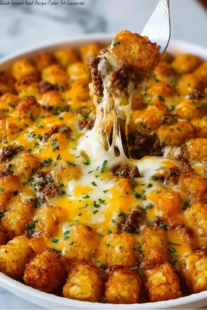 Quick Ground Beef Recipe (Tater Tot Casserole)