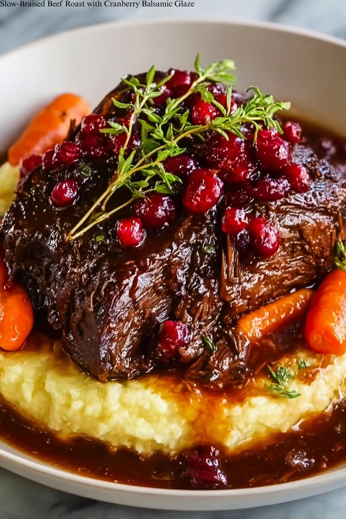 Slow-Braised Beef Roast with Cranberry Balsamic Glaze