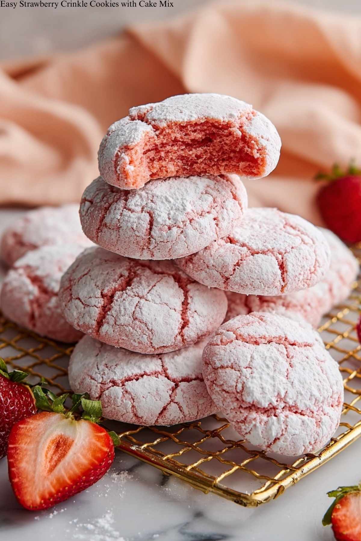 Strawberry Crinkle Cookies Recipe